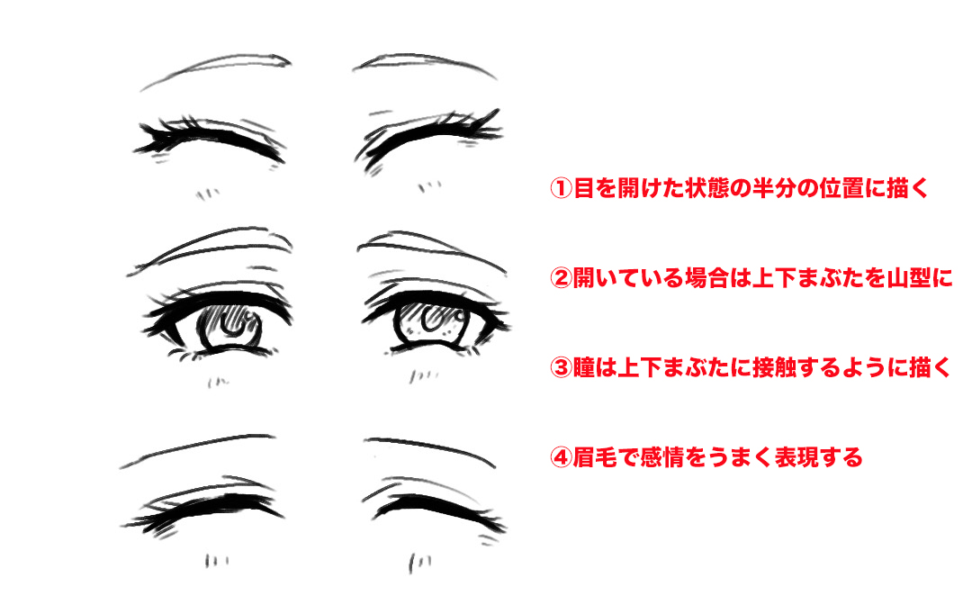 ジト目にタレ目に切れ目 イラストの描き分け簡単 目の描き方全種類 Designscratch